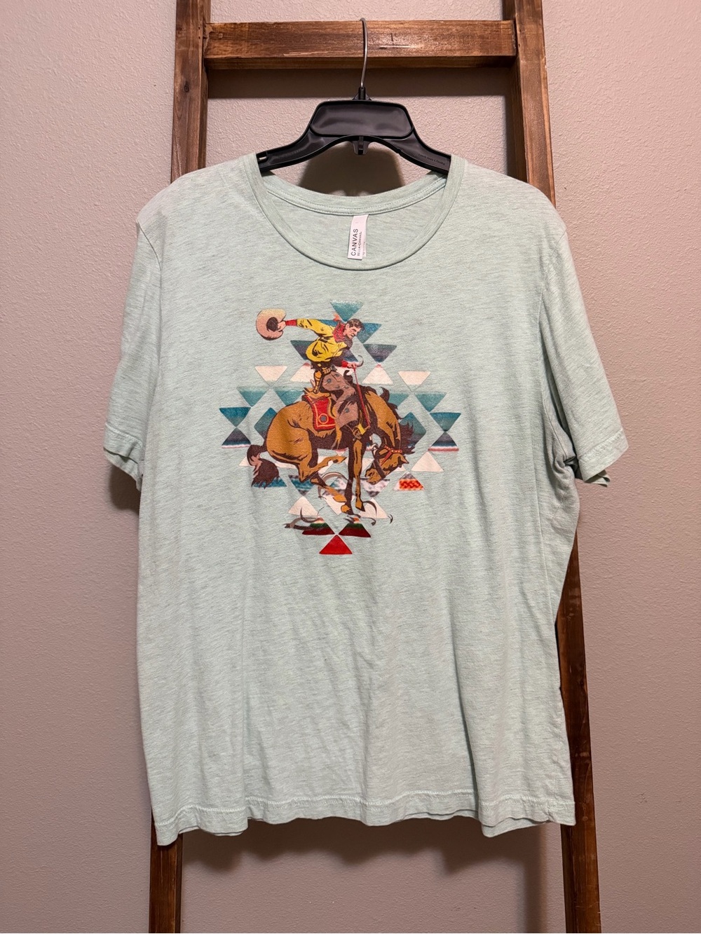 Women's Mint Short-Sleeve Graphic Tee with Rodeo Print - Unbranded